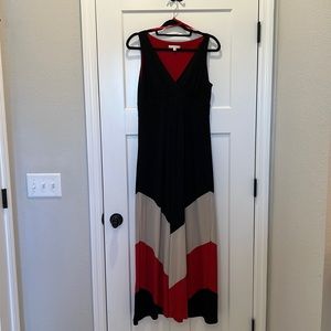 Chevron Maxi dress v neck boho